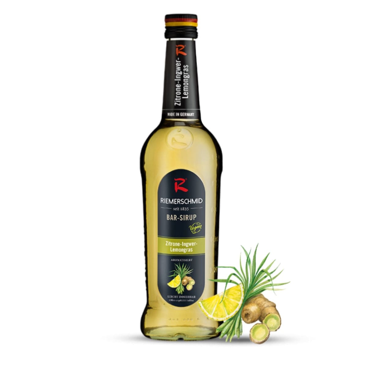 Riemerschmid Citron, Ingefær & Citrongræs Sirup – forfriskende og aromatisk sirup med citrus, ingefær og citrongræs, ideel til cocktails og mocktails.