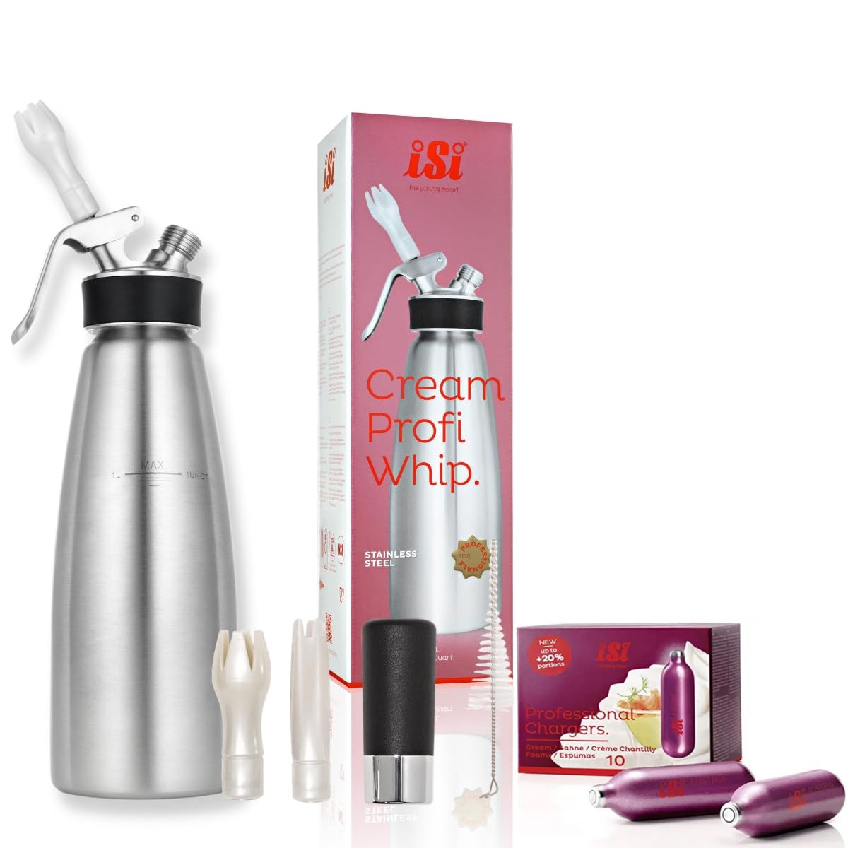 iSi Cream Whipper Set – Cream Profi Whip Plus 1L incl. cream cartridges