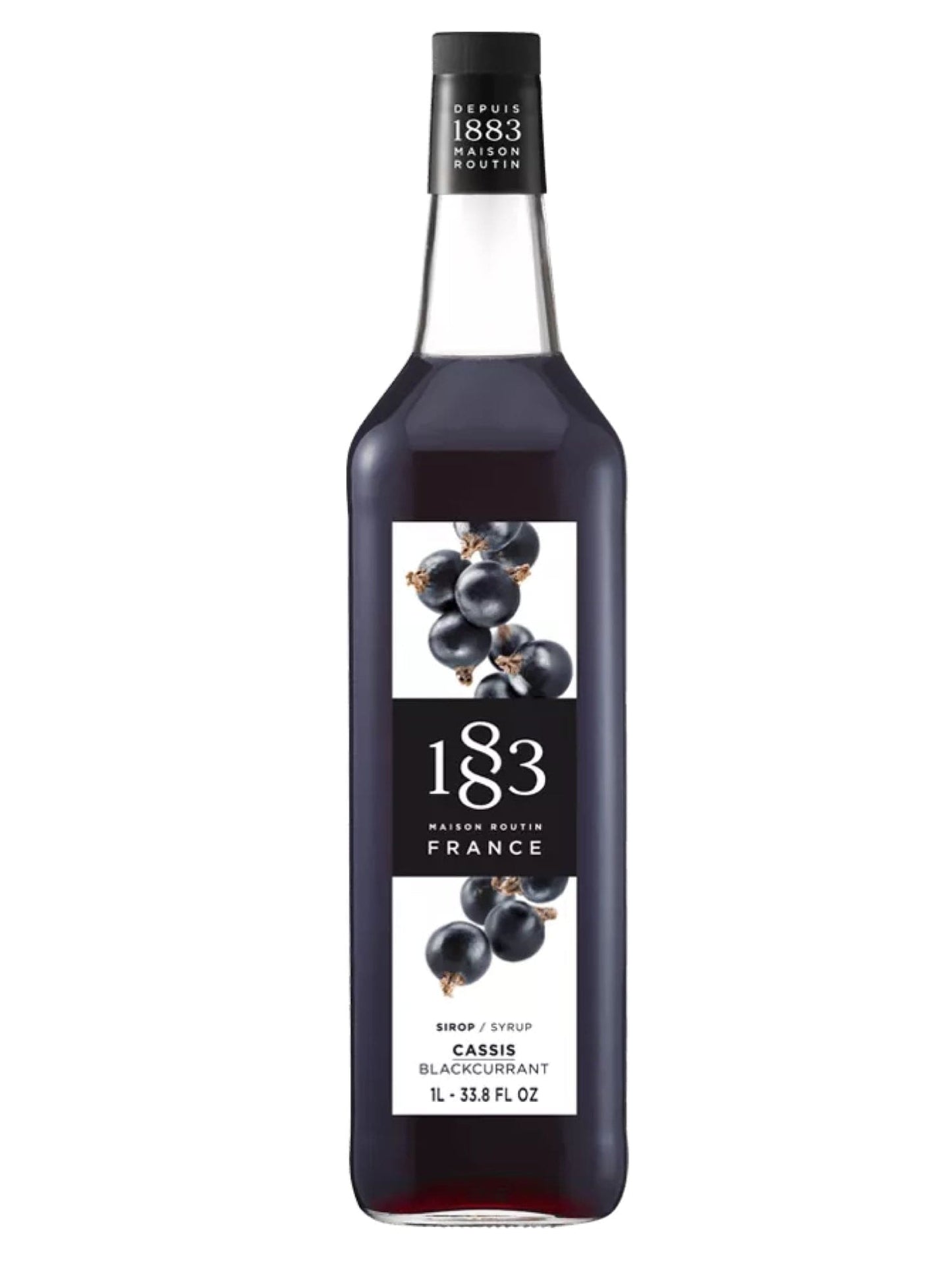 1883 Solbærsirup – aromatisk frugtsirup med dyb solbærsmag, perfekt til cocktails, mocktails og desserter.
