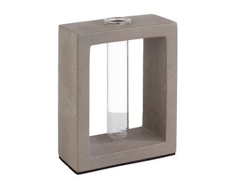 Vase m/glas Element i beton-look til blomsterdekoration.