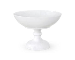 Bowl on High Foot White Ribbed