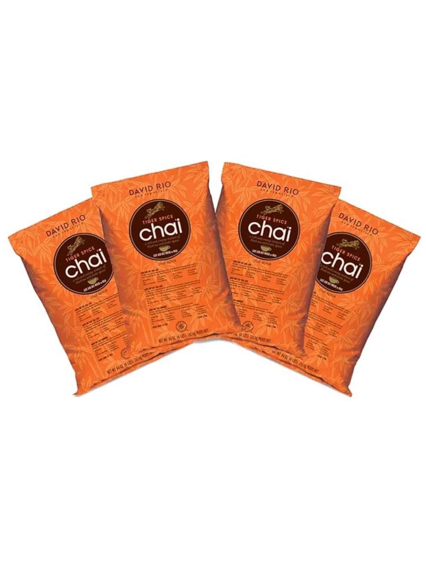 David Rio Tiger Spice Chai – luksuriøst chai latte pulver med en fyldig og krydret smag, perfekt til varme drikke.
