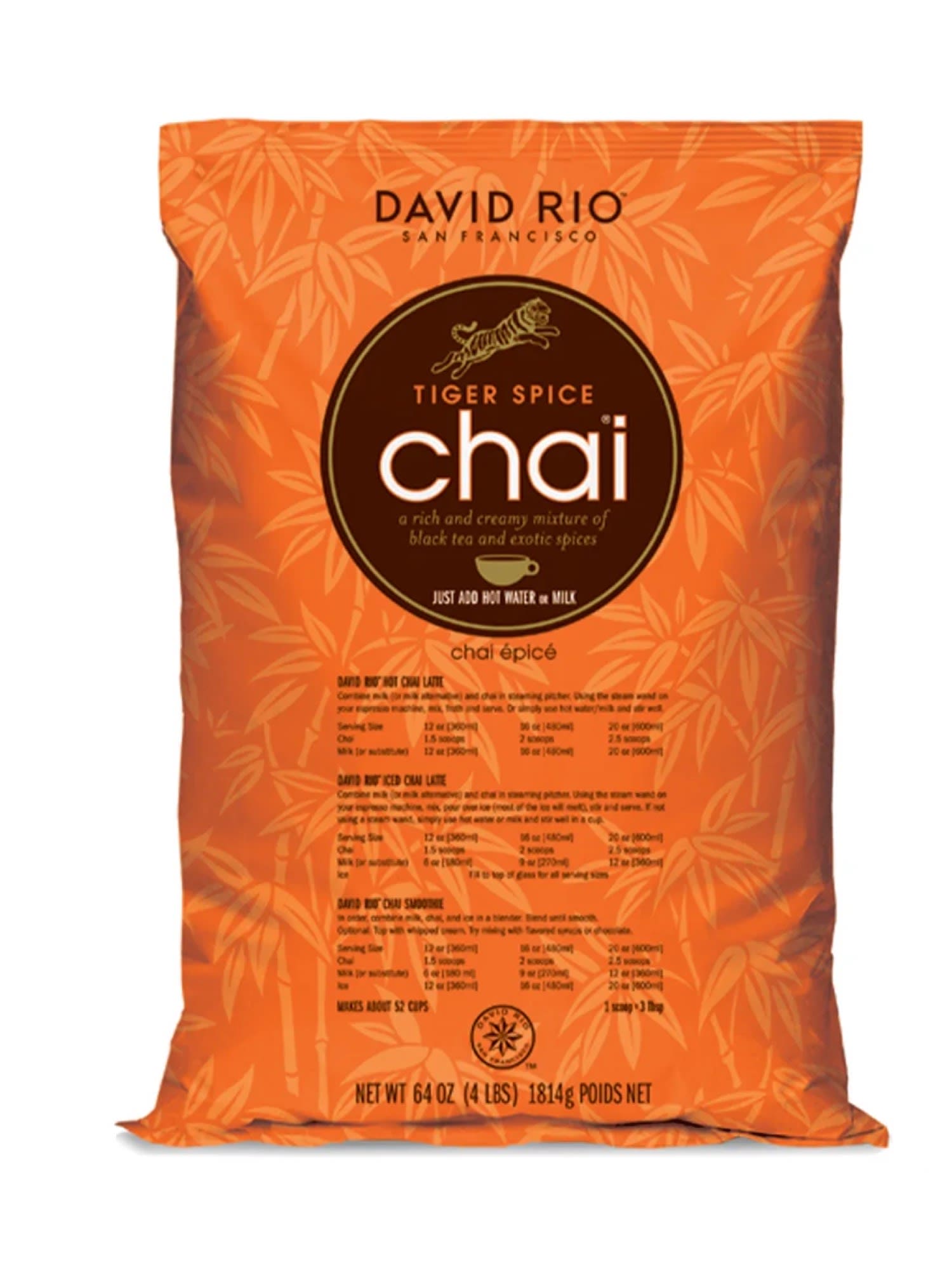 David Rio Tiger Spice Chai, 1814g, en krydret chai-blanding perfekt til varme drikke