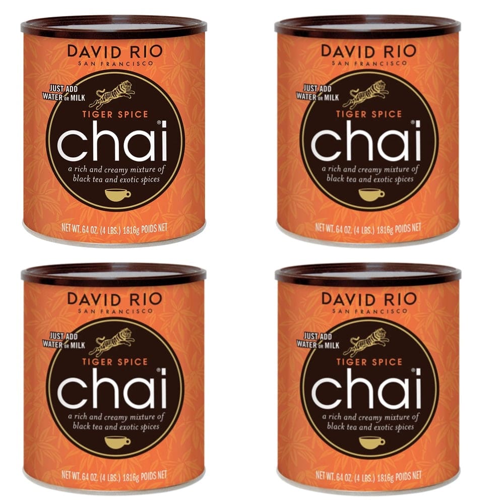 David Rio Tiger Spice Chai – assorterede chai-dåser med krydret og aromatisk smag, ideelle til te-elskere