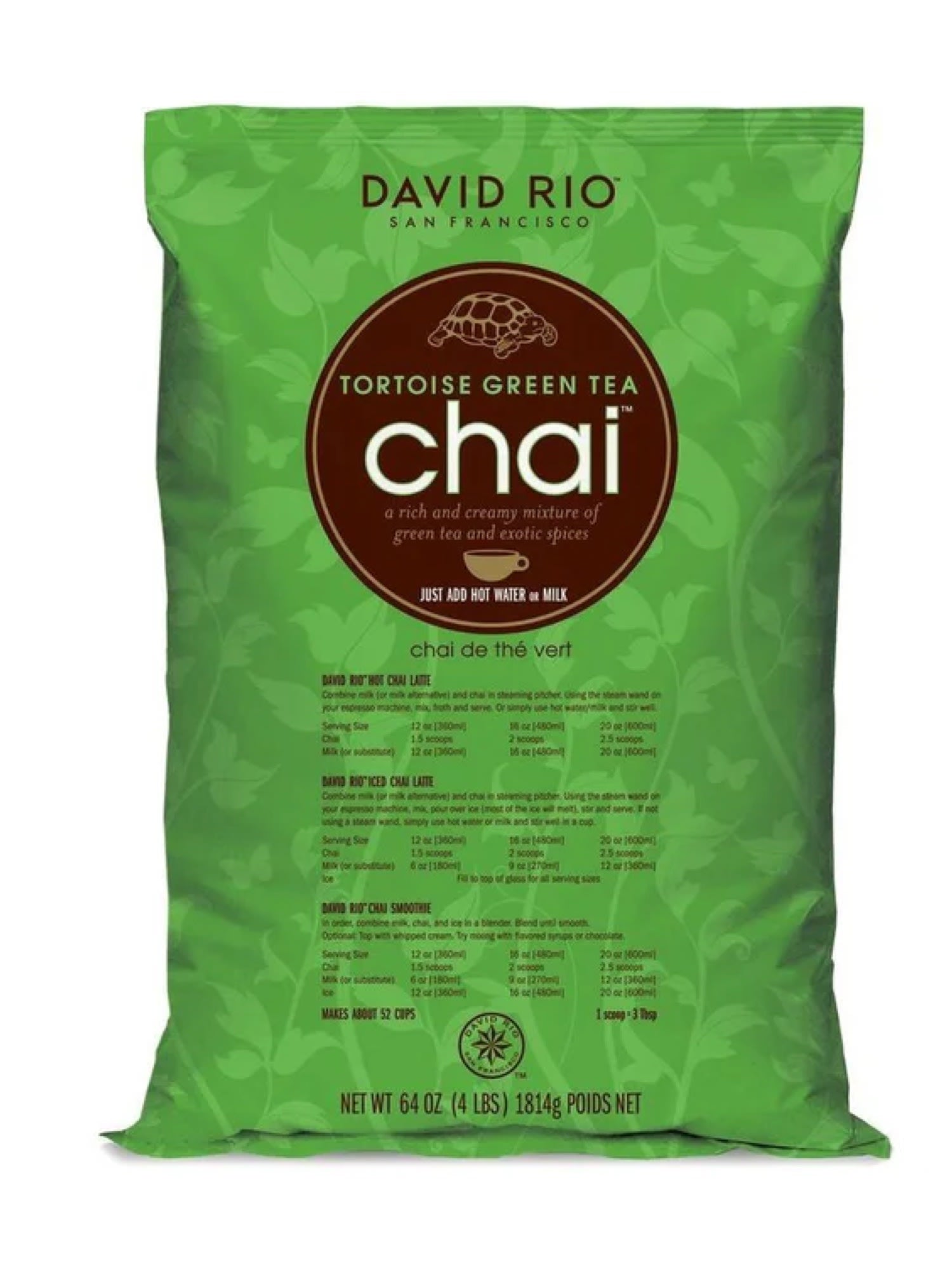 Nyd en mild og aromatisk chai med grøn te med David Rio Tortoise Green Tea Chai