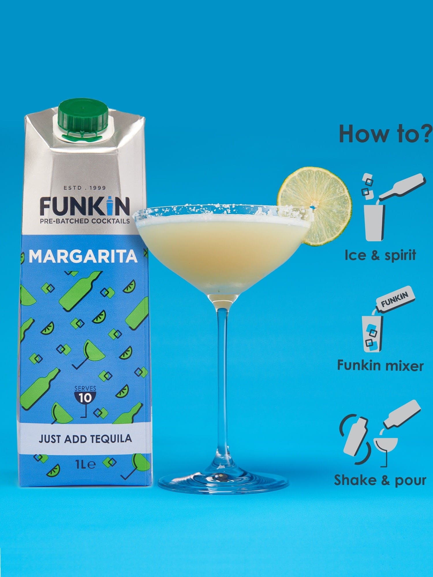 Bottle of Funkin Margarita Mixer, ideal for parties and gatherings