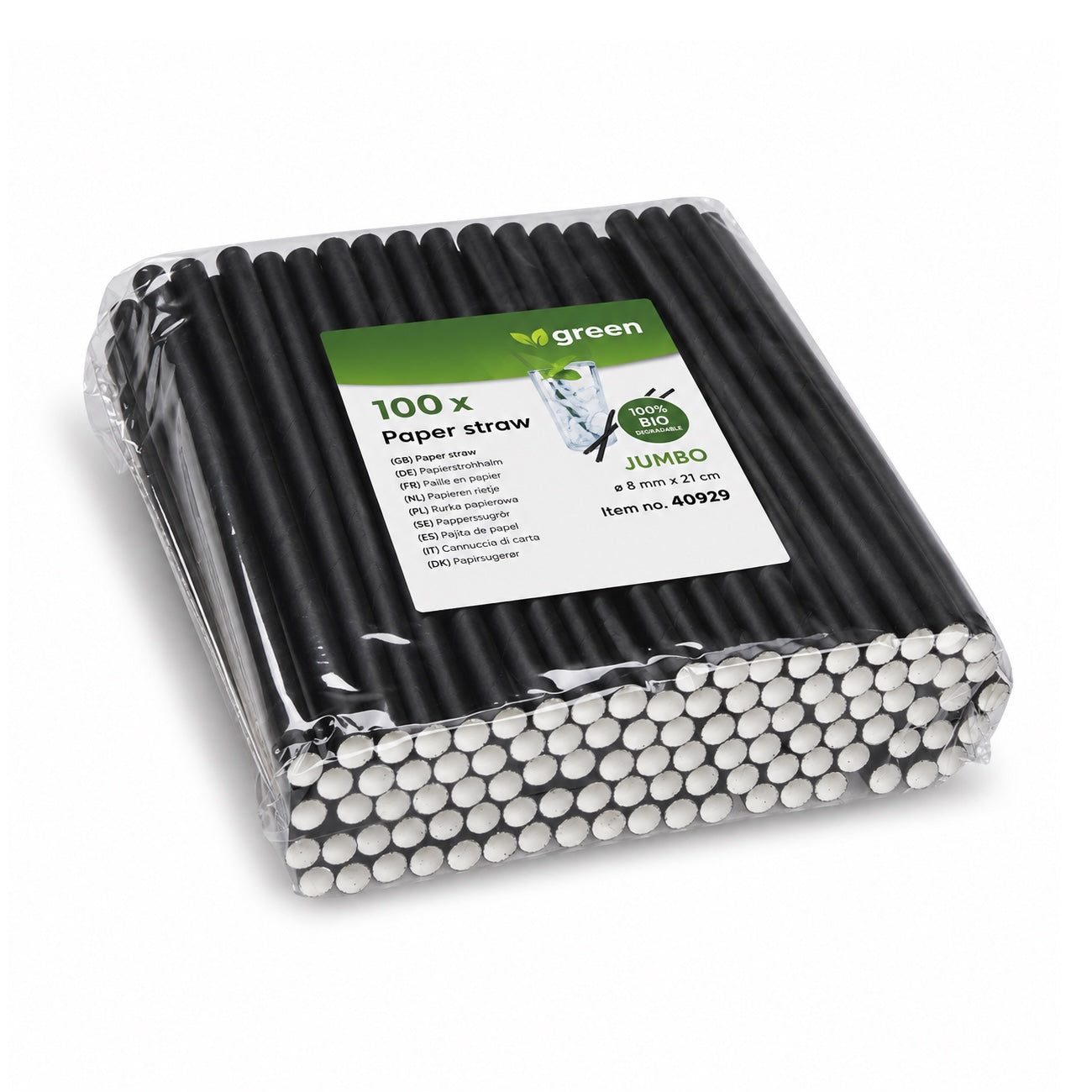 Paper straws Jumbo Ø8 mm – Black (100 pcs.)