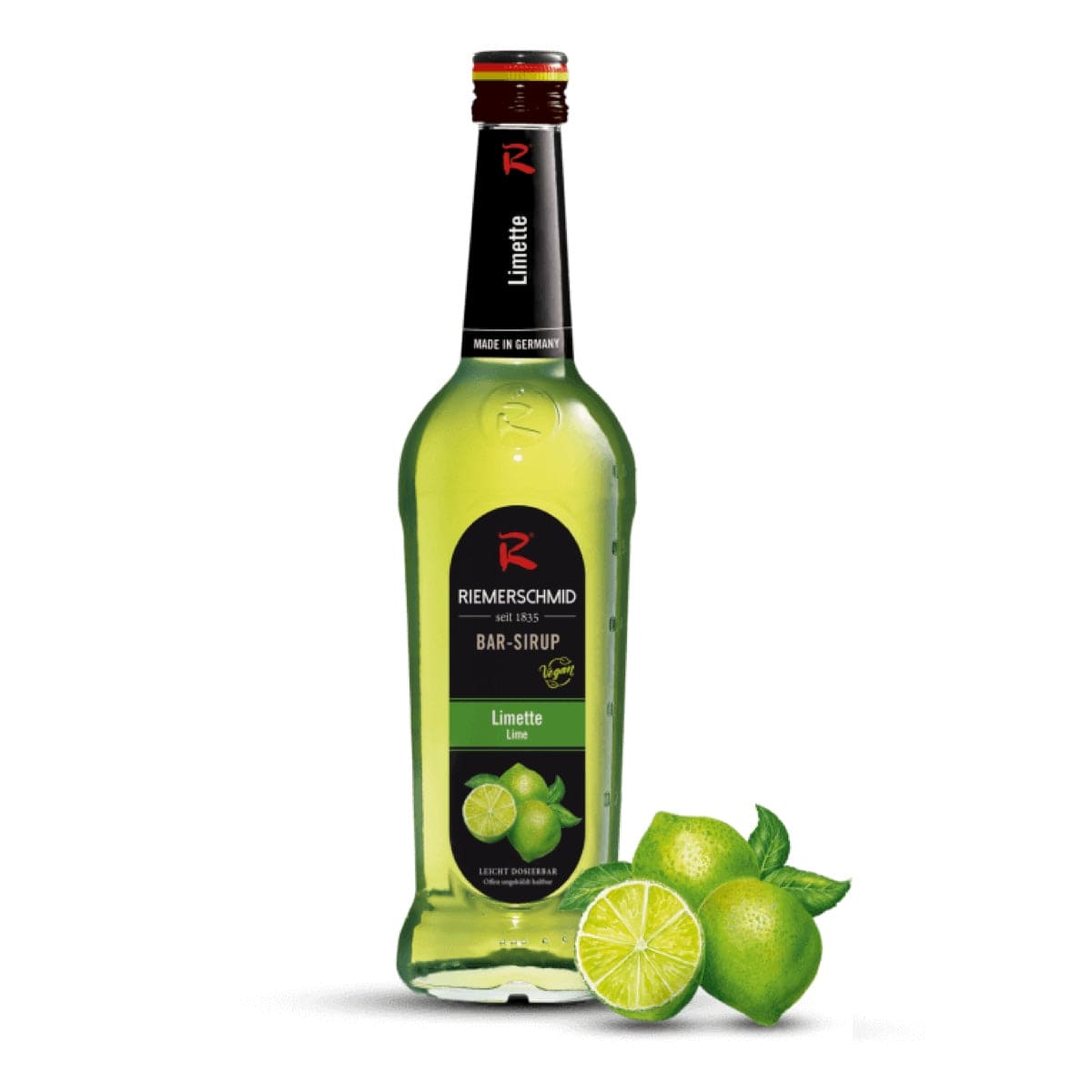 Riemerschmid Lime Sirup – frisk og syrlig limesirup i flaske, perfekt til cocktails, mocktails og sodavand.