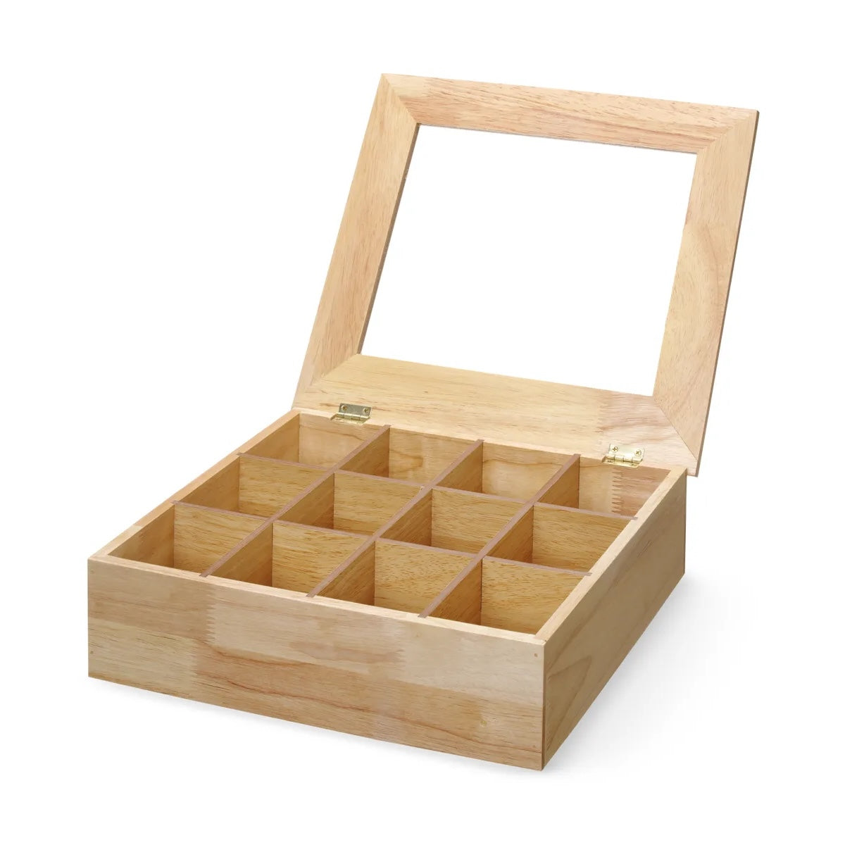 Teboks med glaslåg og inddelte rum til te