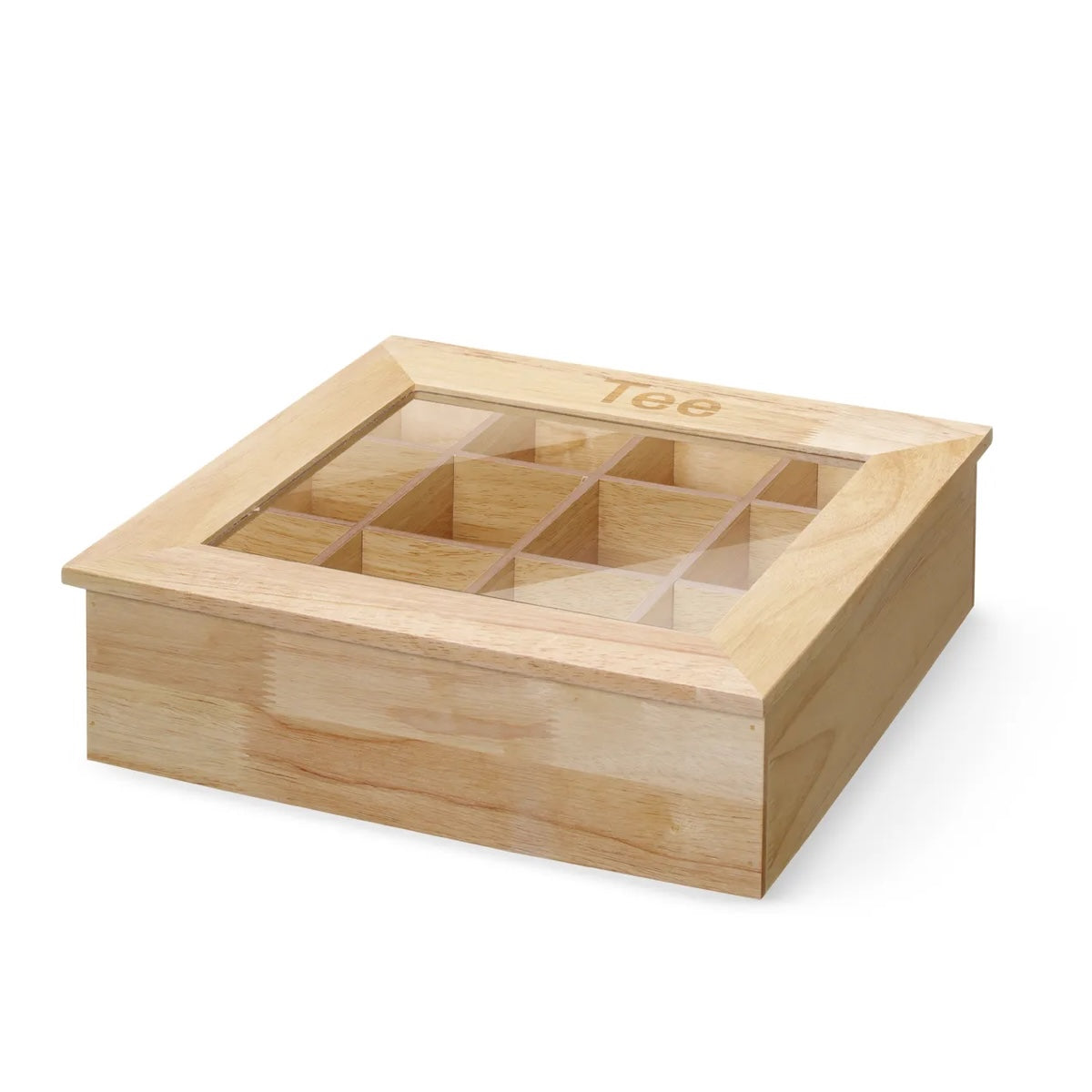 Teboks i træ med flere rum til tebreve