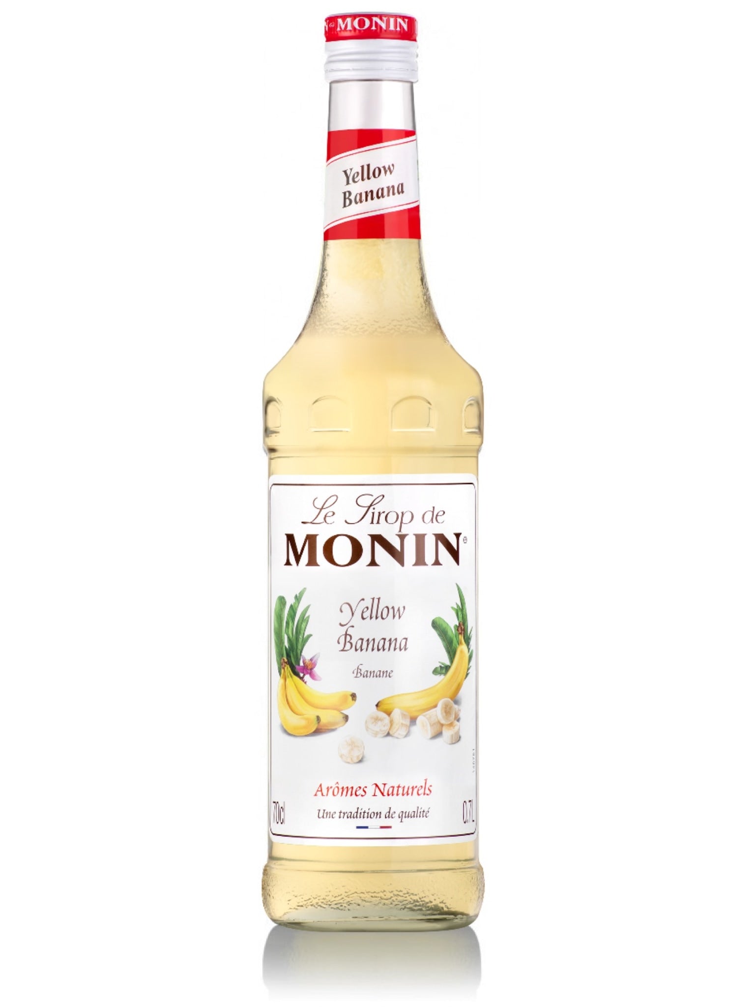 Tilføj en eksotisk og frisk bananaroma til dine favoritdrinks med Monin Gul Banan Sirup.