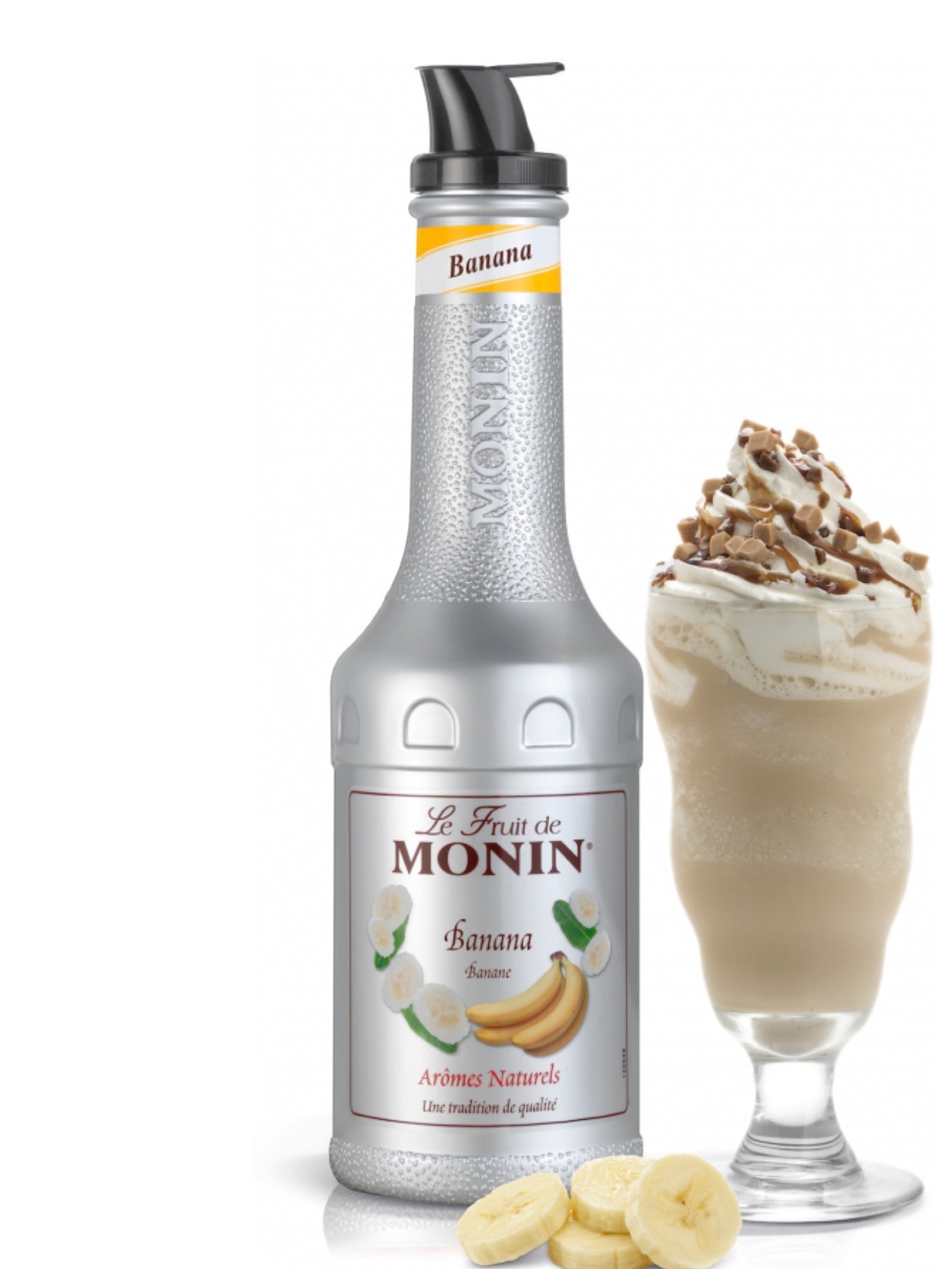 Verleihen Sie Ihrem Getränk mit Monin Bananenpuré eine tropische Note